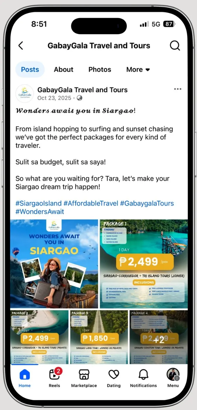 Promotional Campaign — Travel Packages — Mhel Bañez work sample
